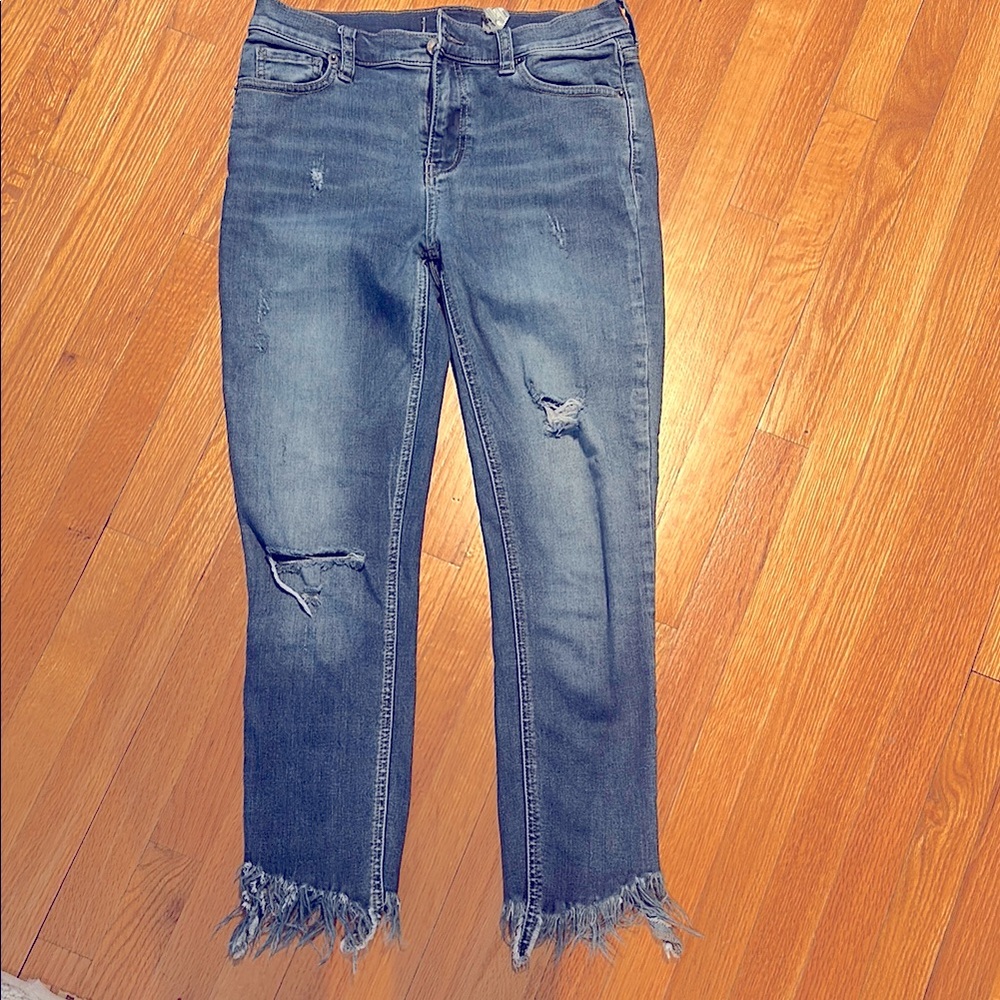 Free People Distressed Blue Jeans with Frayed Hem size 26